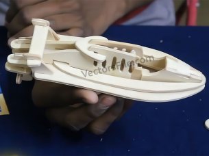 Laser Cut Speed Boat Ship Toy 3D Puzzle Model Kit Vector File