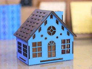 Laser Cut Tealight LED Candle Holder House Template