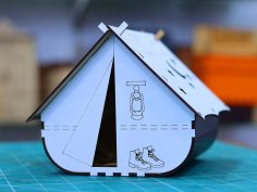 Laser cut Tent Shape House Model Wooden Camping Tent Doll House 3mm Free Vector