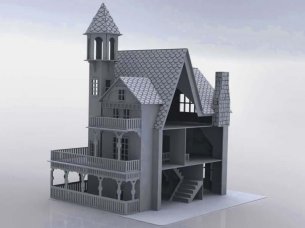 Laser Cut Three Story Dollhouse Design Vector File