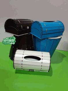 Laser Cut Tissue Box And Waste Paper Basket Dustbin Set DXF File