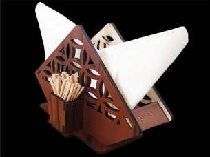 Laser Cut Tissue Paper with Toothpick Holder Napkin Stand for Dining Table
