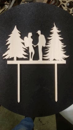 Laser Cut Tourist Couple Topper CDR File