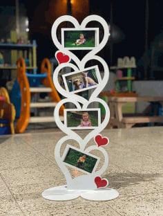 Laser Cut Tower of Hearts for Photo Frame CDR, DXF and Ai File