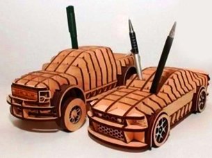 Laser Cut Toy Car Puzzle Pen Holder Pencil Stand Vector File