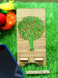 Laser Cut Tree Cutout Mobile Holder Phone Stand Desk Cell Phone Holder 3mm DXF and CDR File