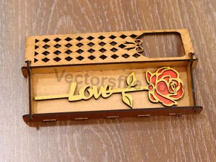 Laser Cut Valentines Day Gift Box with Wooden Flower Template