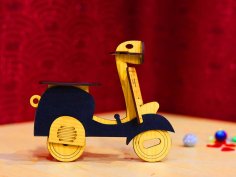 Laser Cut Vespa Vintage Scooter Wooden Toy for Kids 3mm Vector File