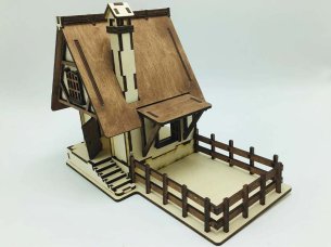 Laser Cut Village Toy House with Animal Paddock Vector File