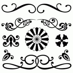 Laser Cut Vintage Floral Ornate Elements Free Vector DXF File