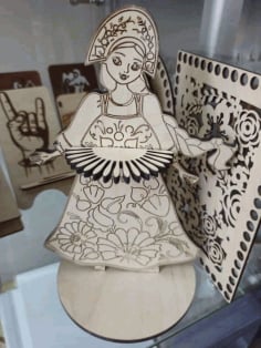 Laser Cut Vintage Girl Napkin Holder Free Vector