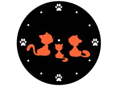 Laser Cut Wall Clock Cute Cat Family Clock for Kids Room Vector File