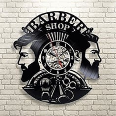 Laser Cut Wall Clock for Barber Shop Vector File