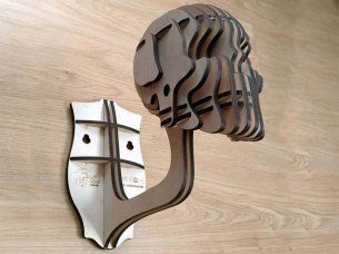 Laser Cut Wall Mount Helmet Holder 3D Skull Puzzle Model