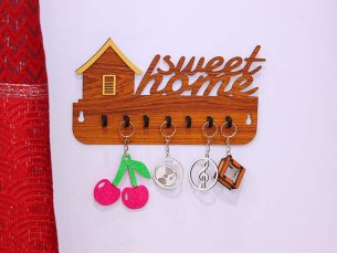 Laser Cut Wall Mounted Key Holder Keyring Organizer Vector File