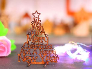 Laser Cut We Wish You A Christmas and A Happy New Year Stand Template