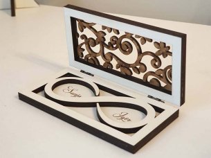 Laser Cut Wedding Couple Ring Box Wooden Engagement Ring Box