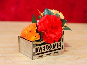 Laser Cut Welcome Flower Basket Table Top Decoration