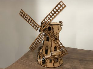 Laser Cut Windmill Plant 3D Puzzle Model Kit