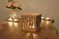 Laser Cut Wood Candle Holder Free CDR Vectors File