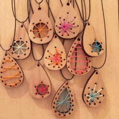 Laser Cut Wood Craft Jewelry Pendants Earrings DXF File