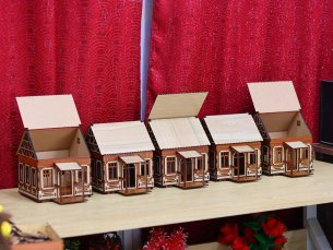 Laser Cut Wood Dollhouse Miniature Modern Dollhouse Design Template