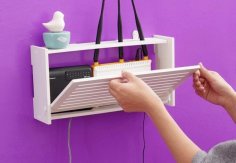 Laser Cut Wood Shelf Wall Hangings Bracket Cable Organizer Wifi Router Storage Box DXF File