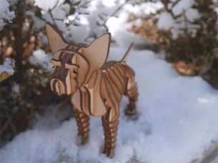 Laser Cut Wooden 3D Dog Puzzle Model Kit