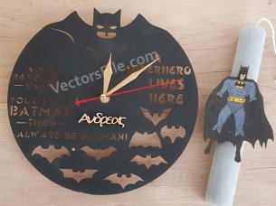 Laser Cut Wooden Batman Wall Clock for Kids Room Decor Idea