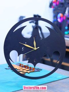 Laser Cut Wooden Batman Wall Clock Round Wall Clock DXF and CDR File