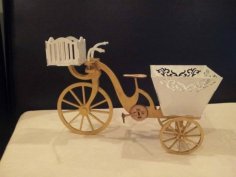 Laser Cut Wooden Bicycle Flower Basket CDR File