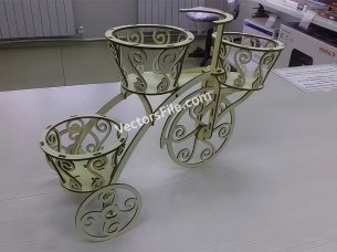Laser Cut Wooden Bicycle Flower Basket for Home Decoration