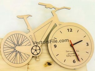 Laser Cut Wooden Bicycle Wall Clock Design