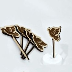 Laser Cut Wooden Bird Cake Topper Engraving Design CDR and DXF File