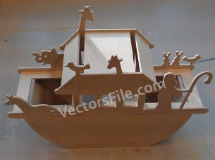 Laser Cut Wooden Boat Model Design Vector File
