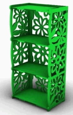 Laser Cut Wooden Bookcase, Wooden Storage Shelf Vector File