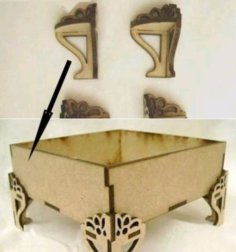 Laser Cut Wooden Box Feet Stand 3mm CDR File