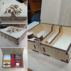 Laser Cut Wooden Box for Smoking Accessories Wooden Cigarette Case Vector File