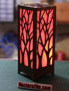 Laser Cut Wooden Box Lamp Night Light Desk Lamp Design Table Lamp DXF and CDR File