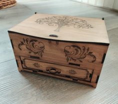 Laser Cut Wooden Box with Drawer CDR File