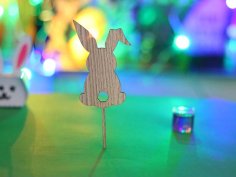 Laser Cut Wooden Bunny Cake Topper Design Free Vector