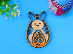 Laser Cut Wooden Bunny Multilayer Easter Egg Decor Idea 3mm Vector File