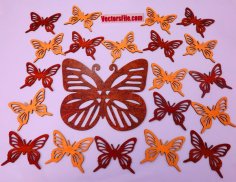 Laser Cut Wooden Butterfly Wall Art Decor Silhouette Butterfly for Laser Cutting Vector File