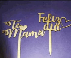 Laser Cut Wooden Cake Topper Feliz Dia Mama Template Vector File