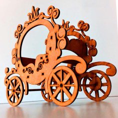 Laser Cut Wooden Carriage Flower Basket Gift Basket Wedding Gift DXF and CDR File