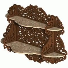 Laser Cut Wooden Carved Shelf, Storage Wooden Shelf Template Vector File