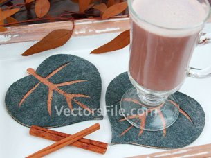 Laser Cut Wooden Coaster Template Leaf Shape Cup Mat