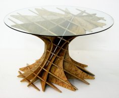 Laser Cut Wooden Coffee Table CNC Furniture Template Round Table CDR File