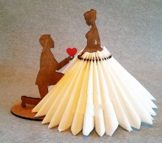 Laser Cut Wooden Couple Napkin Holder with Love Heart CDR File