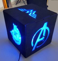 Laser Cut Wooden Cube LED Lamp CDR File